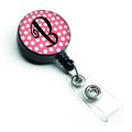 Carolines Treasures Letter B Monogram Pink and Black Polka Dots Retractable Badge Reel CJ1001-BBR